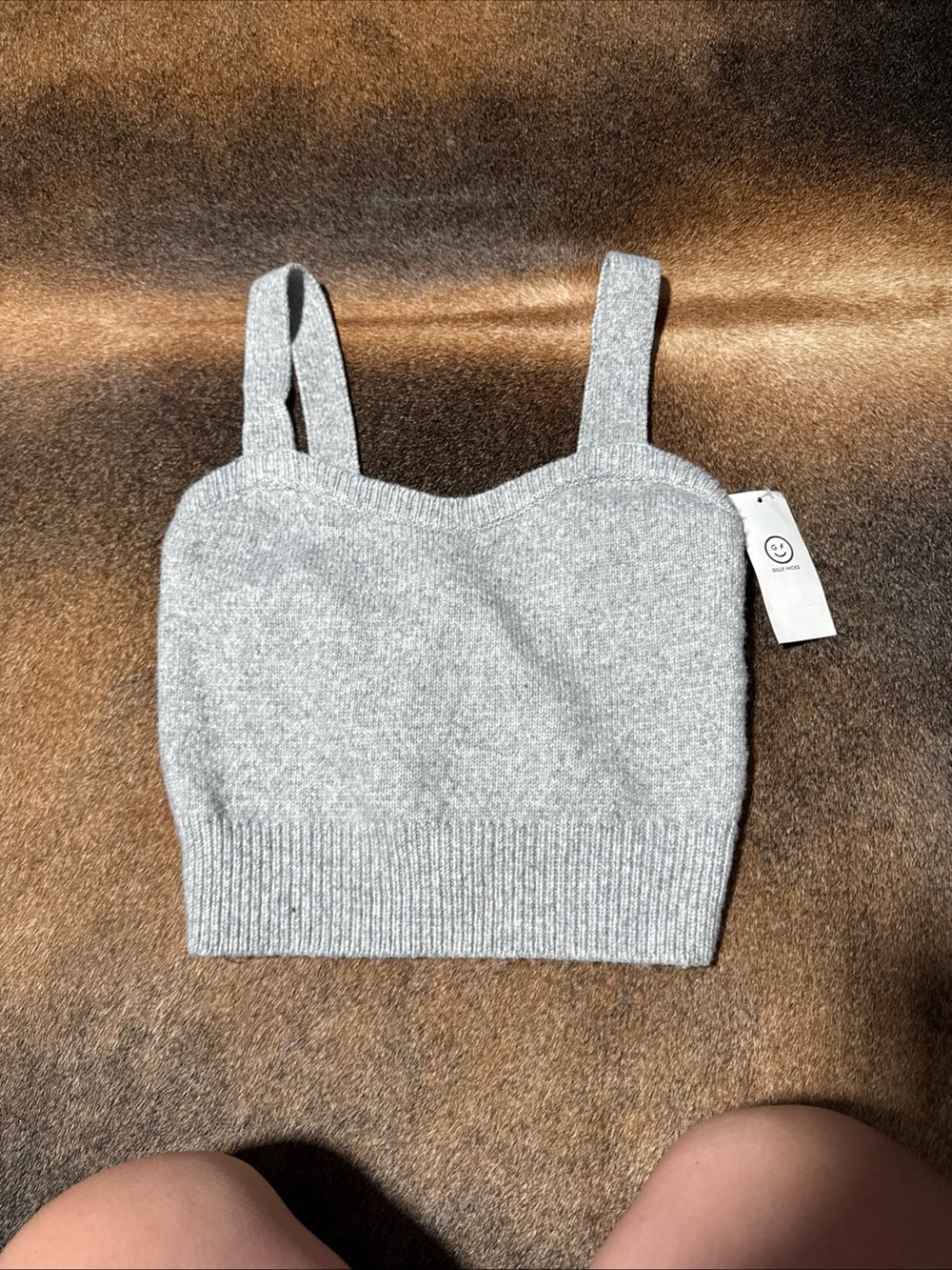 Gilly Hicks Womens Size Small Light Gray Waffle Fleece Bralette Sweater Tank